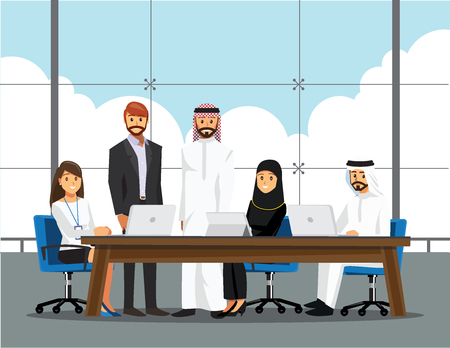 Business People Having Board Meeting,Vector illustration cartoon characterのイラスト素材