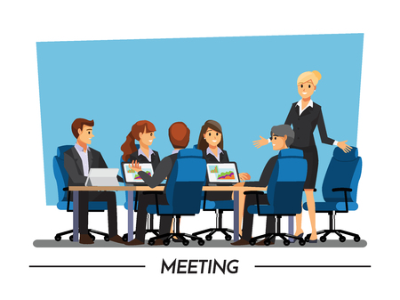 Office desk for team planning and working ,Vector illustration cartoon character.のイラスト素材