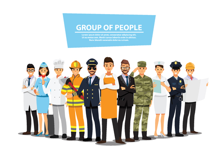 People Group Different Job Set,  Flat Vector Illustration Background