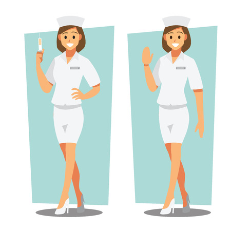 Diverse set of female Nurse , healthcare Providers , Vector illustration cartoon characterのイラスト素材