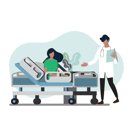 Medical and   patient in the hospital room. ,Vector illustration cartoon characterのイラスト素材