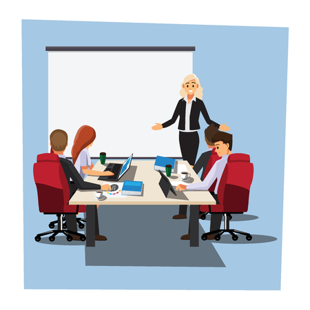 Business people having a meeting illustration cartoon character.のイラスト素材