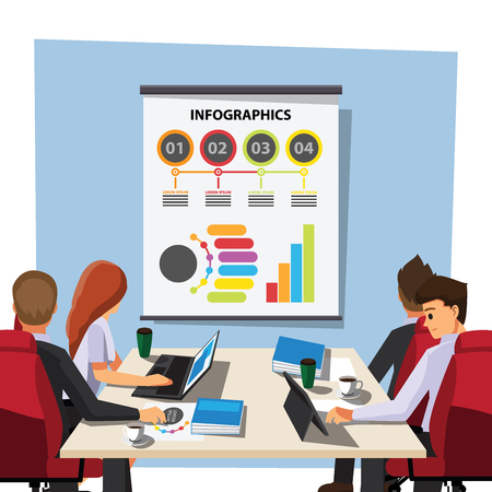 Business People Having Board Meeting,Vector illustration cartoon character.のイラスト素材