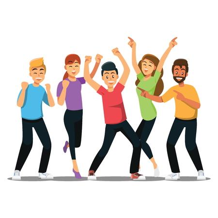 Happy group of teen University student .Vector illustration cartoon character.のイラスト素材