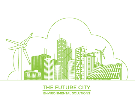 Smart eco city banner, alternative energy and ecology Infographics conceptのイラスト素材