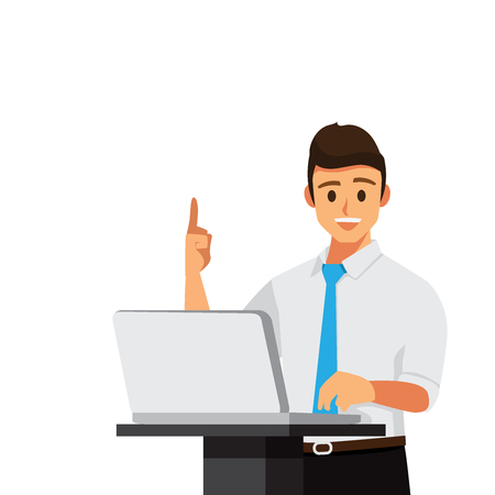 Businessman character think.Cartoon for online businessのイラスト素材