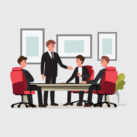 Business People Having Board Meeting,Vector illustration cartoon character.のイラスト素材