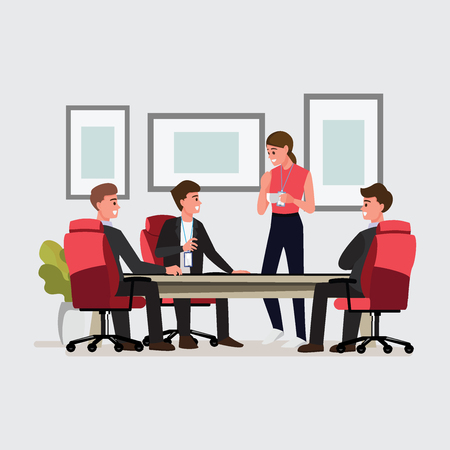 Business People Having Board Meeting,Vector illustration cartoon ...