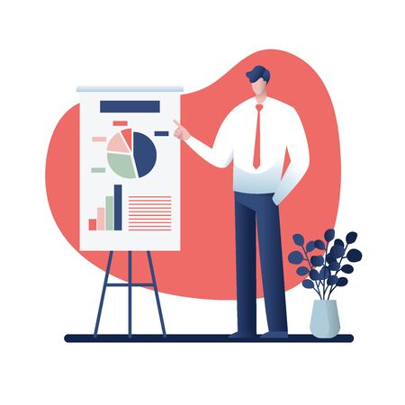 Businessman at a presentation  Business concept cartoon illustrationのイラスト素材