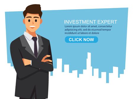 Businessmen shaking hands and Building urban Background ,Vector illustration cartoon character.のイラスト素材