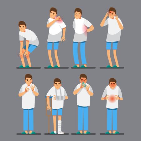 Sick man set ,Vector illustration cartoon character.のイラスト素材