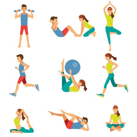 fitness and yoga exercises.のイラスト素材