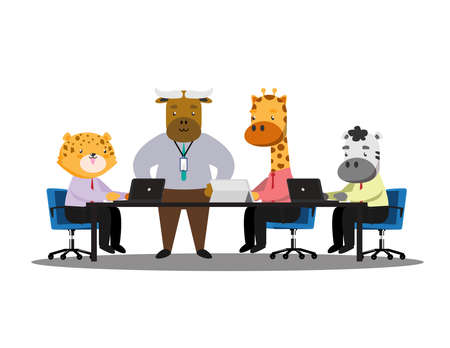 Business People teamwork animal concept ,Vector illustration cartoon character.のイラスト素材