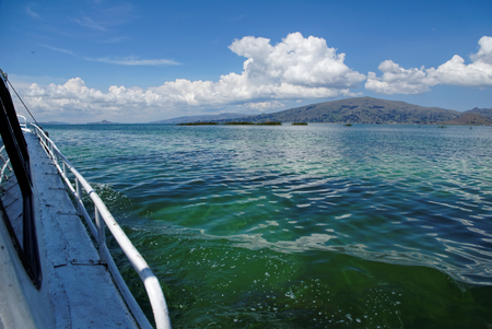 Titicaca Lake Boat Ride in South of Peruの写真素材