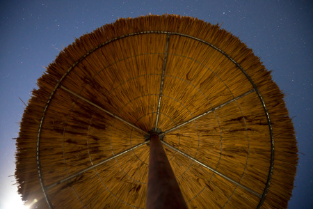Xi Beach umbrella in Kefalonia Island Greeceの写真素材