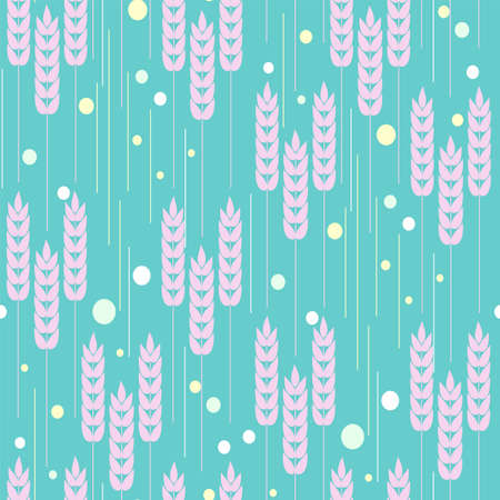 Vector seamless abstract illustration of repeating wheat ears background pattern. Rye abstract ornament.のイラスト素材