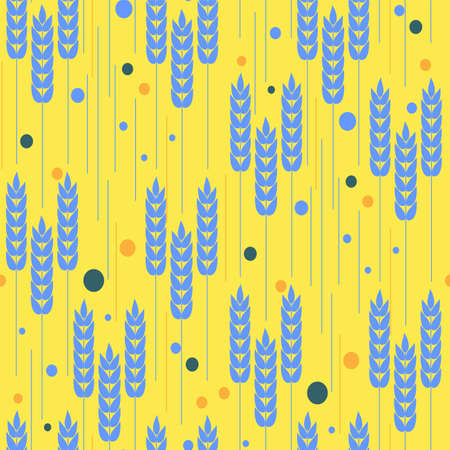 Vector seamless abstract illustration of repeating wheat ears background pattern. Rye abstract ornament.のイラスト素材