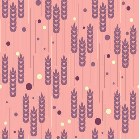 Vector seamless abstract illustration of repeating wheat ears background pattern. Rye abstract ornament.のイラスト素材