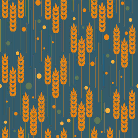 Vector seamless abstract illustration of repeating wheat ears background pattern. Rye abstract ornament.のイラスト素材