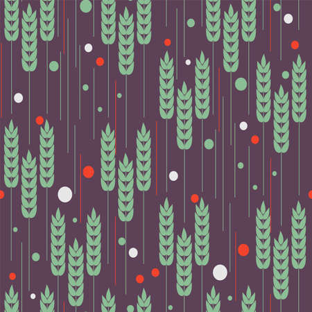 Abstract vector seamless pattern illustration of repeating wheat ears background pattern, rye abstract ornament.のイラスト素材