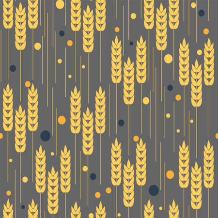 Abstract vector seamless pattern illustration of repeating wheat ears background pattern, rye abstract ornament.のイラスト素材