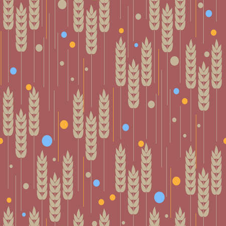 Abstract vector seamless pattern illustration of repeating wheat ears background pattern, rye abstract ornament.のイラスト素材