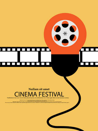 Movie and film abstract modern poster background.Retro cinema festival poster. Design element template can be used for advertising, backdrop, publication, publication, leaflet. Vector illustration.のイラスト素材