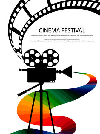 Movie and film abstract modern poster background.Retro cinema festival poster. Design element template can be used for advertising, backdrop, publication, publication, leaflet. Vector illustration.のイラスト素材