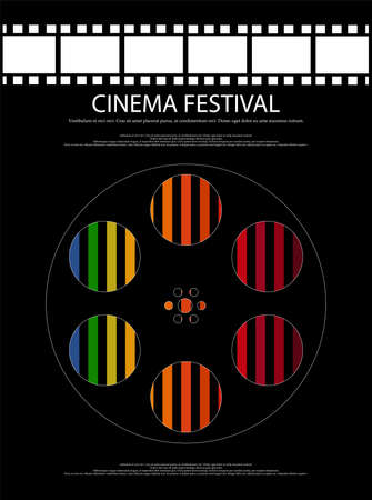 Movie and film abstract modern poster background.Retro cinema festival poster. Design element template can be used for advertising, backdrop, publication, publication, leaflet. Vector illustration.のイラスト素材