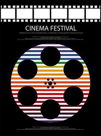 Movie and film abstract modern poster background.Retro cinema festival poster. Design element template can be used for advertising, backdrop, publication, publication, leaflet. Vector illustration.のイラスト素材