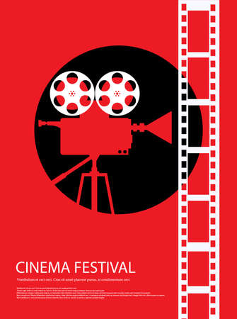 Movie and film abstract modern poster background.Retro cinema festival poster. Design element template can be used for advertising, backdrop, publication, publication, leaflet. Vector illustration.のイラスト素材