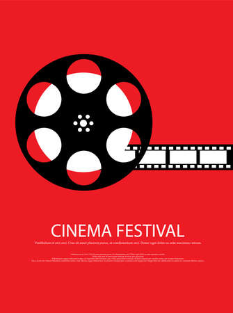 Movie and film abstract modern poster background.Retro cinema festival poster. Design element template can be used for advertising, backdrop, publication, publication, leaflet. Vector illustration.のイラスト素材