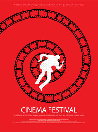 Movie and film abstract modern poster background.Retro cinema festival poster. Design element template can be used for advertising, backdrop, publication, publication, leaflet. Vector illustration.のイラスト素材