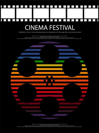 Movie and film abstract modern poster background.Retro cinema festival poster. Design element template can be used for advertising, backdrop, publication, publication, leaflet. Vector illustration.のイラスト素材