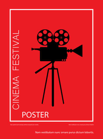 Movie and film abstract modern poster background.Retro cinema festival poster. Design element template can be used for advertising, backdrop, publication, publication, leaflet. Vector illustration.のイラスト素材