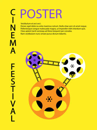 Movie and film abstract modern poster background.Retro cinema festival poster. Design element template can be used for advertising, backdrop, publication, publication, leaflet. Vector illustration.のイラスト素材