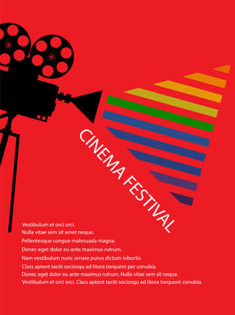 Movie and film abstract modern poster background.Retro cinema festival poster. Design element template can be used for advertising, backdrop, publication, publication, leaflet. Vector illustration.のイラスト素材