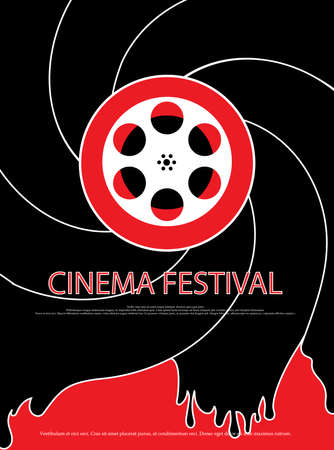 Movie and film abstract modern poster background.Retro cinema festival poster. Design element template can be used for advertising, backdrop, publication, publication, leaflet. Vector illustration.のイラスト素材