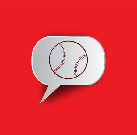Baseball line icon isolated on red background. Vector illustrationのイラスト素材