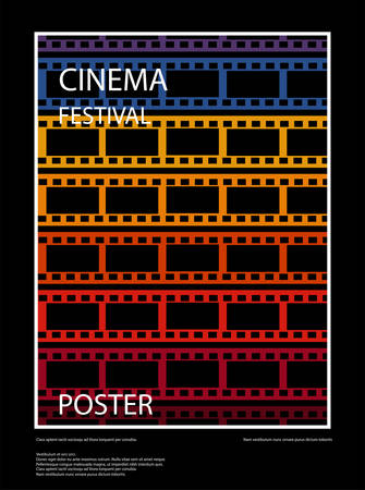 Movie and film abstract modern poster background.Retro cinema festival poster. Design element template can be used for advertising, backdrop, publication, publication, leaflet. Vector illustration.のイラスト素材