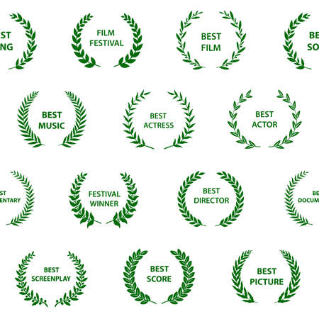Black and white film award wreaths. Seamless pattern. Vector illustration.のイラスト素材