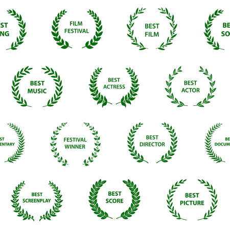 Black and white film award wreaths. Seamless pattern. Vector illustration.のイラスト素材