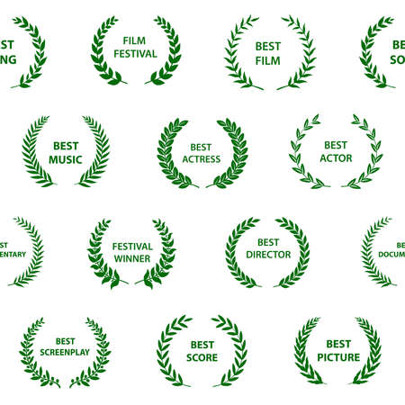 Black and white film award wreaths. Seamless pattern. Vector illustration.のイラスト素材