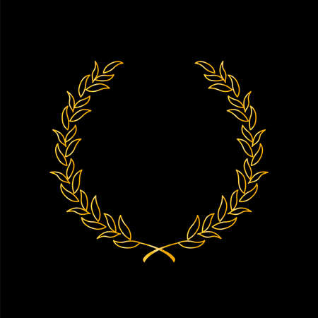 Golden vector laurel wreaths on black background. Foliate award wreath for cinema festival.Vector illustration.のイラスト素材