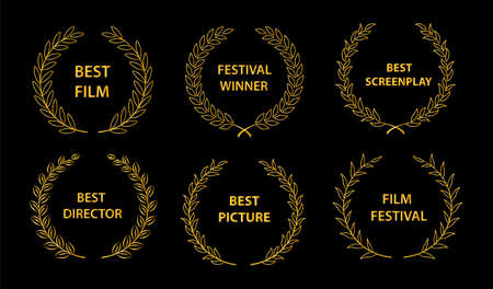 ÐÑÐºÐ»ÑÑÐ¸ÑÑ Ð´Ð»Ñ ÑÐ·ÑÐºÐ°: ÑÑÑÑÐºÐ¸Ð¹

Film awards wreaths set.  Film awards logo. Best award vector, award logo, winner logo, film festival nominee.Vector illustrationのイラスト素材