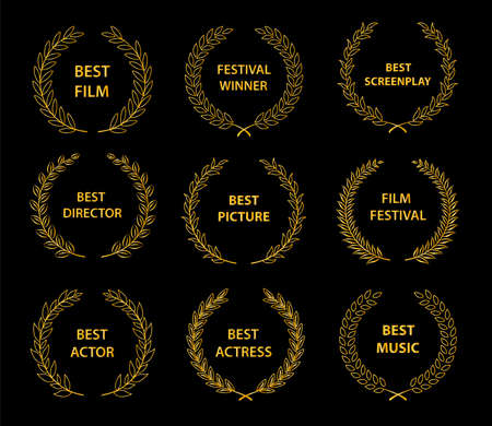 ÐÑÐºÐ»ÑÑÐ¸ÑÑ Ð´Ð»Ñ ÑÐ·ÑÐºÐ°: ÑÑÑÑÐºÐ¸Ð¹

Film awards wreaths set.  Film awards logo. Best award vector, award logo, winner logo, film festival nominee.Vector illustrationのイラスト素材