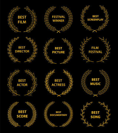 ÐÑÐºÐ»ÑÑÐ¸ÑÑ Ð´Ð»Ñ ÑÐ·ÑÐºÐ°: ÑÑÑÑÐºÐ¸Ð¹

Film awards wreaths set.  Film awards logo. Best award vector, award logo, winner logo, film festival nominee.Vector illustrationのイラスト素材