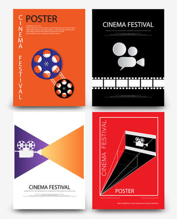 Set of abstract movie and film modern retro vintage poster template background vector illustrationのイラスト素材