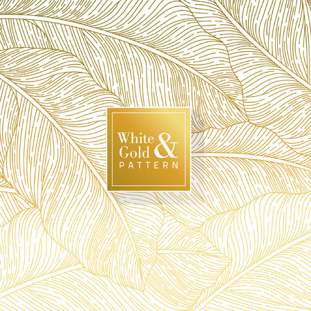 White and Gold Tropical Patternのイラスト素材