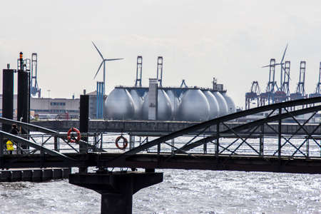 Hamburg port water containerのeditorial素材